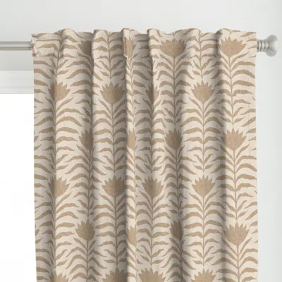 Spoonflower Natural Tan Boho Flowers Curtain Panel