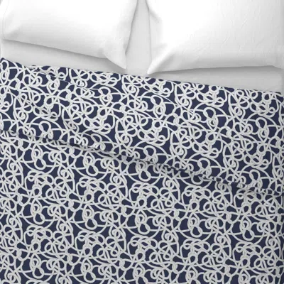 Spoonflower Nautical Rope Knots In Navy Wide Cotton Sateen 3.5 oz 26" X 20" Standard Knife Edge