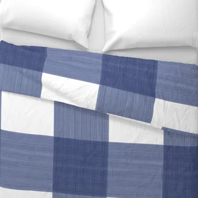 Spoonflower Navy 12" Buffalo Plaid Wide Cotton Sateen 3.5 oz 26" X 20" Standard Knife Edge