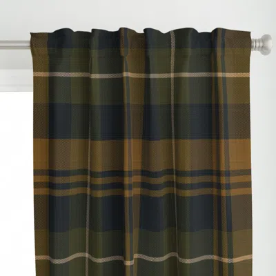 Spoonflower Navy And Golden Mustard Curtain Panel