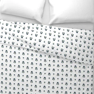 Spoonflower Navy & Green Block Print Wide Cotton Sateen 3.5 oz 26" X 20" Standard Knife Edge