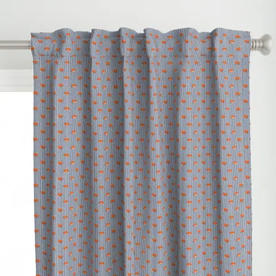 Spoonflower Navy And Orange Close Curtain Panel