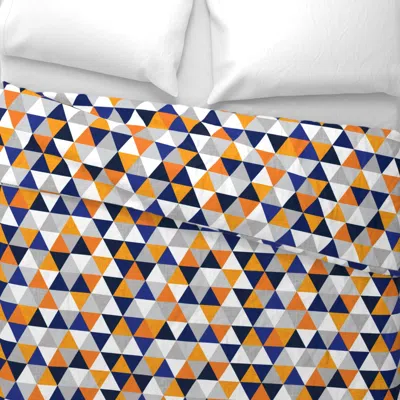 Spoonflower Navy And Orange Triangles Wide Cotton Sateen 3.5 oz 26" X 20" Standard Knife Edge