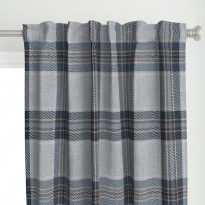 Spoonflower Navy Denim Goldenrod Curtain Panel