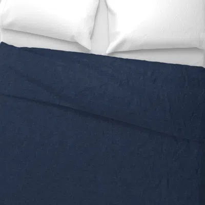 Spoonflower Navy Linen Textured Indigo Blue Solid Navy Burlap Wide Cotton Sateen 3.5 oz 26" X 20" Standard Knife
