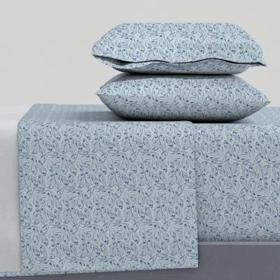 Spoonflower Navy On Grey Fish Coordinate King Sheet Set