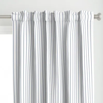 Spoonflower Navy Pinstripe On White Curtain Panel