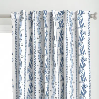 Spoonflower Navy1 On White Stripe Curtain Panel
