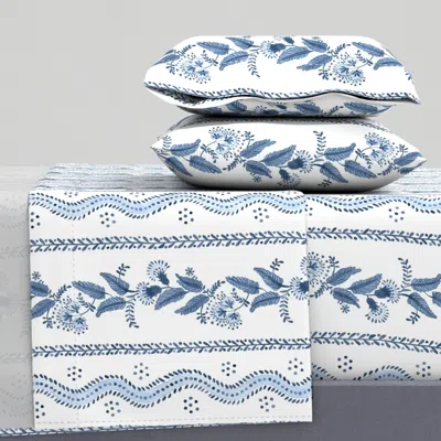 Spoonflower Navy1 On White Stripe King Sheet Set