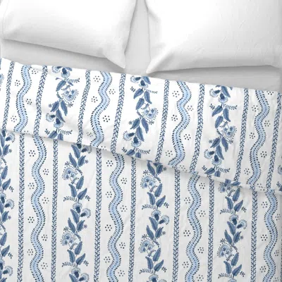 Spoonflower Navy1 On White Stripe Wide Cotton Sateen 3.5 oz 26" X 20" Standard Knife Edge