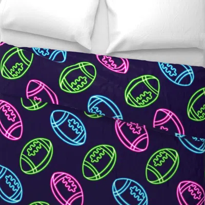 Spoonflower Neon American Football Ball Figure Glowing Wide Cotton Sateen 3.5 oz 26" X 20" Standard Knife Edge