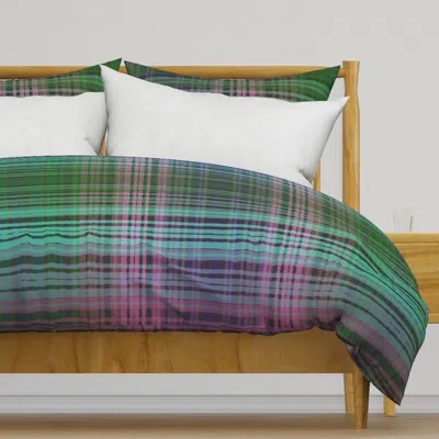 Spoonflower Neon Preppy Plaid Duvet Cover
