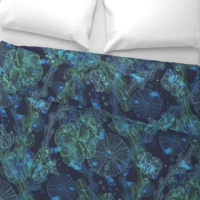 Spoonflower Nerissa Under The Sea Bioluminescence Wide Cotton Sateen 3.5 oz 26" X 20" Standard Knife Edge