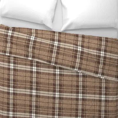 Spoonflower Netural Plaid - Fall Plaid In Brown - Lad21 Euro Pillow Sham