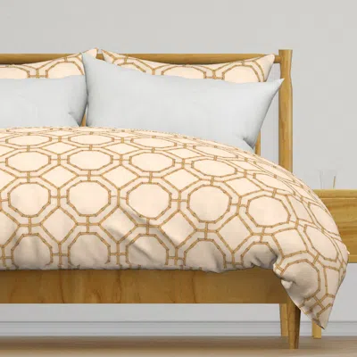 Spoonflower Neutral Bamboo & Linen Lattice Duvet Cover