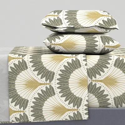 Spoonflower Neutral Botanicals Palms King Sheet Set