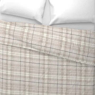 Spoonflower Neutral Fall Plaid - Charcoal - C23 Wide Cotton Sateen 3.5 oz 26" X 20" Standard Knife Edge