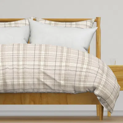Spoonflower Neutral Fall Plaid - Charcoal Duvet Cover
