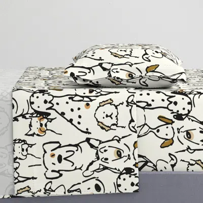 Spoonflower Neutral Pop Doodle Dogs Black Outline 12 X 24 Inch Repeat Scale Twin Xl Sheet Set