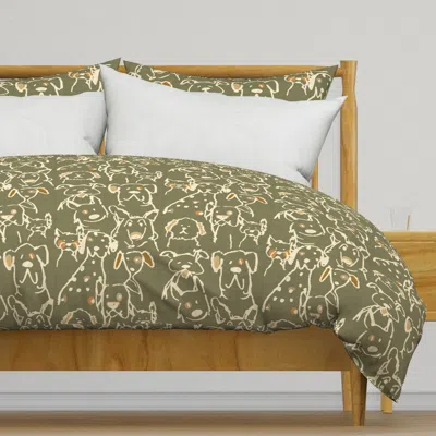 Spoonflower Neutral Pop Doodle Dogs Mid Duvet Cover
