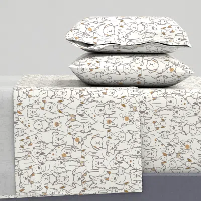 Spoonflower Neutral Pop Doodle Dogs Small Scale Queen Sheet Set