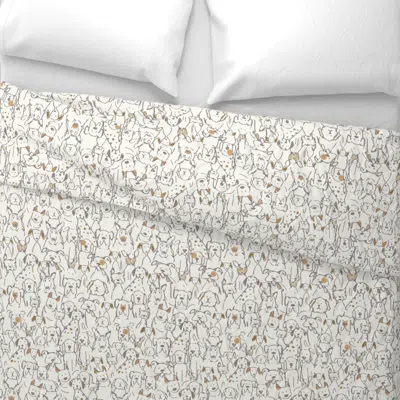 Spoonflower Neutral Pop Doodle Dogs Small Scale Wide Cotton Sateen 3.5 oz 26" X 20" Standard Knife Edge