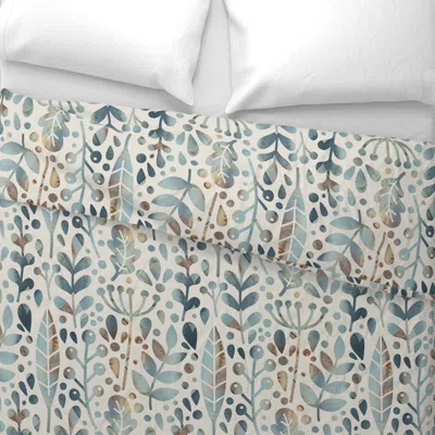 Spoonflower Neutral Retreat - Muted Blue - Large Scale Wide Cotton Sateen 3.5 oz 26" X 20" Standard Knife Edge