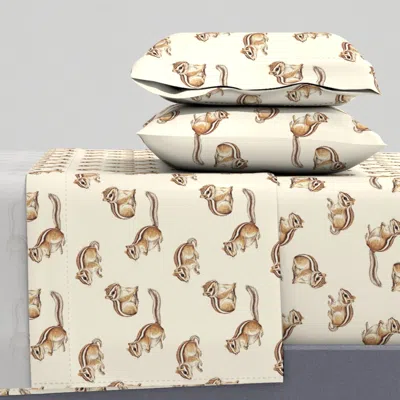 Spoonflower New Jersey State Animal - Eastern Chipmunk King Sheet Set