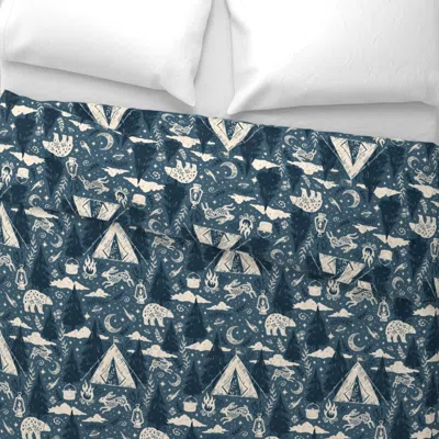 Spoonflower Night Camping Adventure Wide Cotton Sateen 3.5 oz 26" X 20" Standard Knife Edge