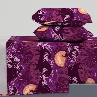 Spoonflower Night Of The Rabbits // Magenta // Large Scale King Sheet Set