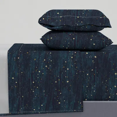 Spoonflower Night Sky Stars Midnight Blue Space Celestial Cal King Sheet Set