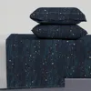Spoonflower Night Sky Stars Midnight Blue Space Celestial Full Sheet Set