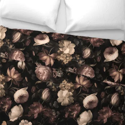 Spoonflower Nightshade Bouquet - Old World Sepia Wide Cotton Sateen 3.5 oz 26" X 20" Standard Knife Edge