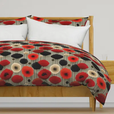 Spoonflower Noir Poppy Field Duvet Cover