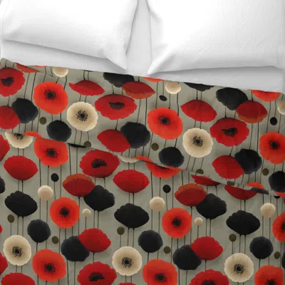 Spoonflower Noir Poppy Field Wide Cotton Sateen 3.5 oz 26" X 20" Standard Knife Edge