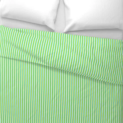 Spoonflower Ocean Elephants Skinny Stripes - Lime Green - Turquoise Blue And White Euro Pillow Sham