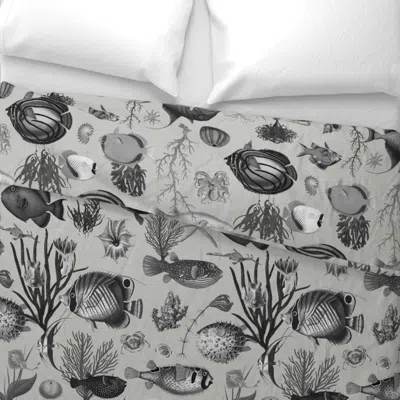 Spoonflower Oceania Grey Wide Cotton Sateen 3.5 oz 26" X 20" Standard Knife Edge