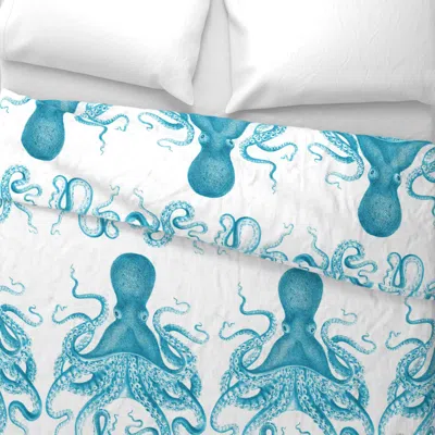 Spoonflower Octopus Navyc Wide Cotton Sateen 3.5 oz 26" X 20" Standard Knife Edge