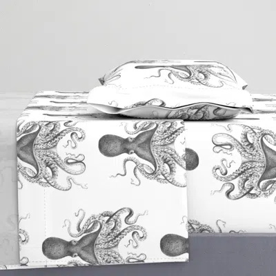 Spoonflower Octopus Oasis // Charcoal Twin Xl Sheet Set