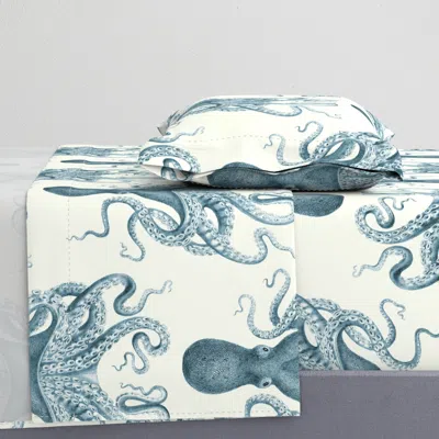 Spoonflower Octopus Oasis In Sea Twin Sheet Set In Blue