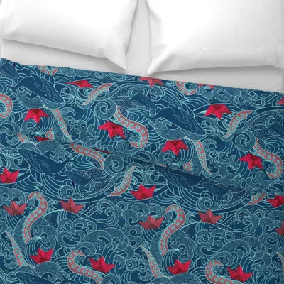Spoonflower Octopus Ocean Playground Without Shaka Wide Cotton Sateen 3.5 oz 26" X 20" Standard Knife Edge