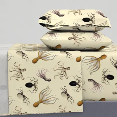 Spoonflower Octopus On Cream King Sheet Set