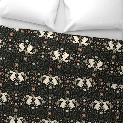 Spoonflower Ogee Bunny - Midnight (l) Wide Cotton Sateen 3.5 oz 26" X 20" Standard Knife Edge