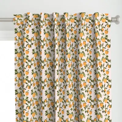 Spoonflower Orange Blossom On Pink Curtain Panel