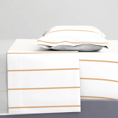 Spoonflower Orange Single Ticking Stripe On White Iii Twin Sheet Set