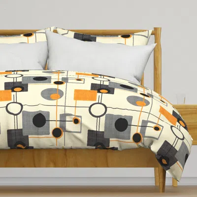 Spoonflower Orbs And Squares Orange And Duvet Cover