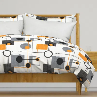 Spoonflower Orbs And Squares Orange And Duvet Cover