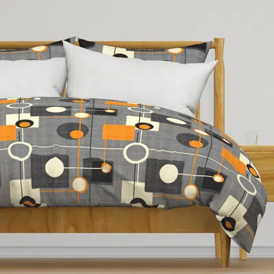 Spoonflower Orbs And Squares Orange And Duvet Cover