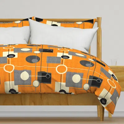 Spoonflower Orbs And Squares Orange And Duvet Cover