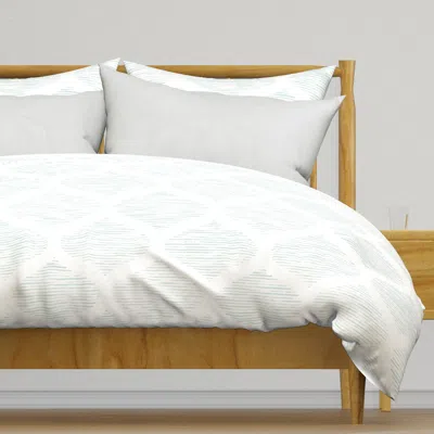 Spoonflower Organic Boho Ogee - Sea Glass Duvet Cover In White
